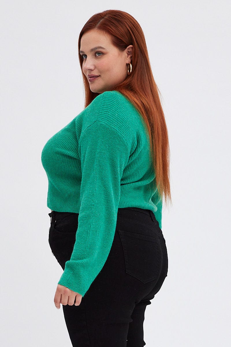 Green Knit Cardigan Long Sleeve Relaxed Fit for YouandAll Fashion