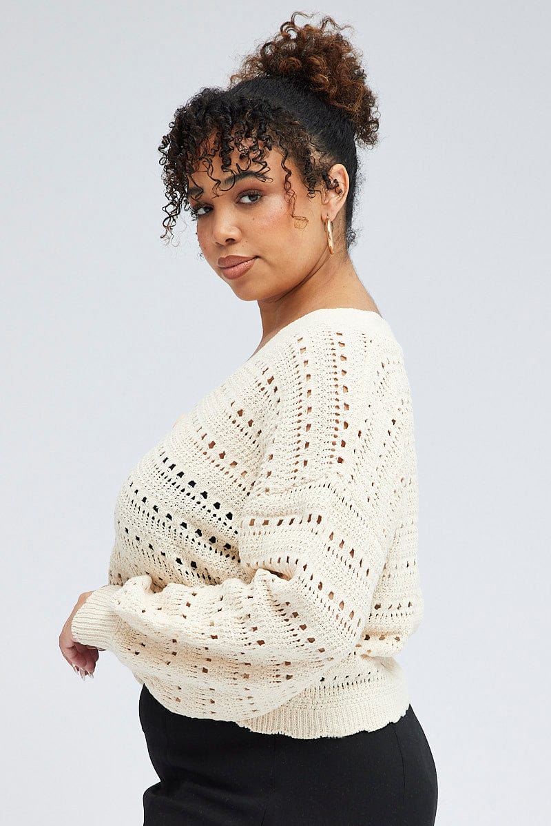 Beige Crochet Oversized Cardigan for YouandAll Fashion