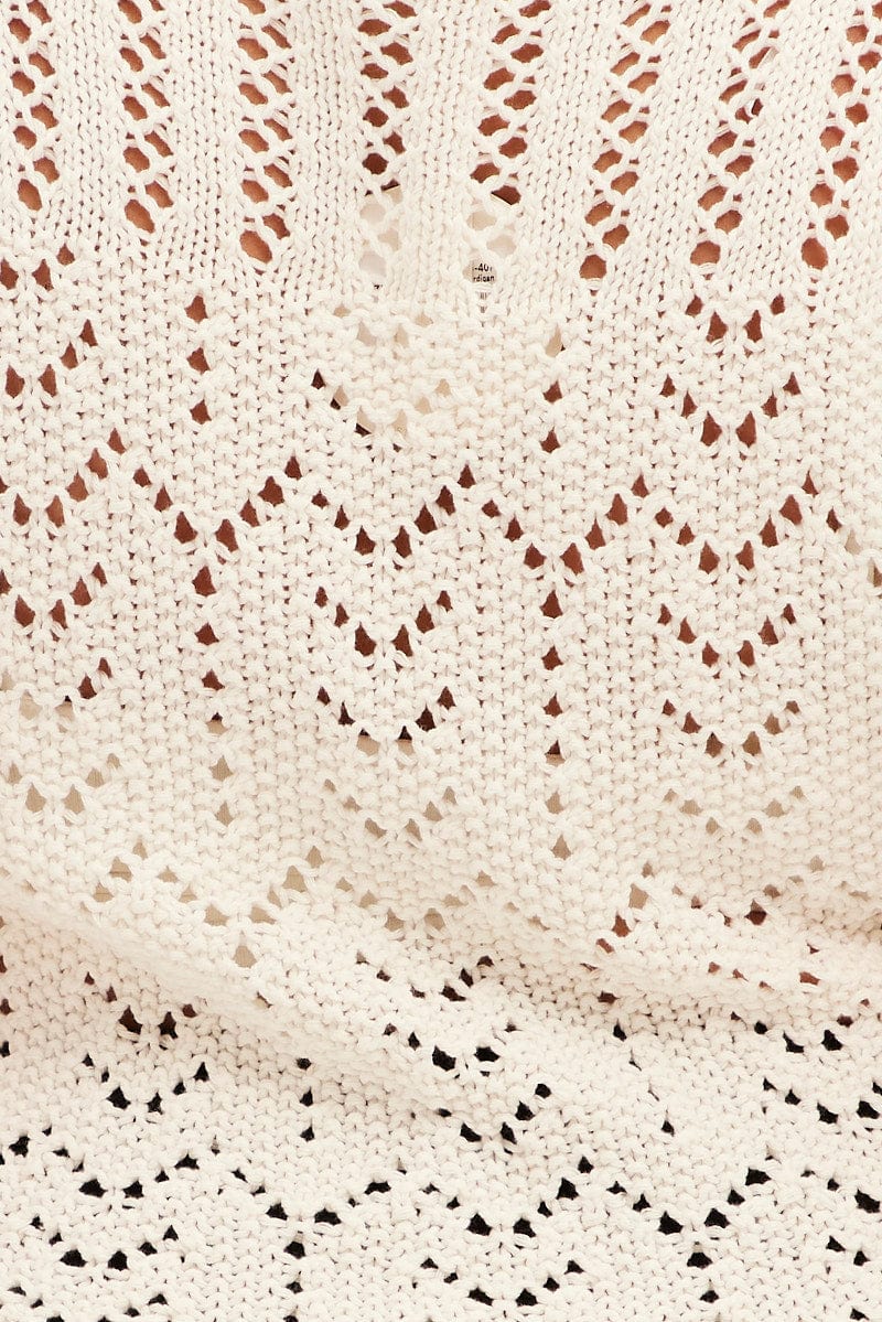 White Crochet Cardigan Short Sleeve for YouandAll Fashion