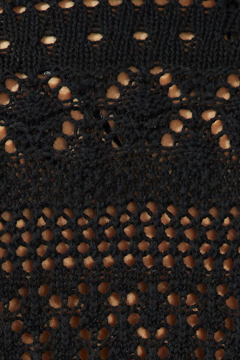 Black Crochet Longline Cardigan for YouandAll Fashion