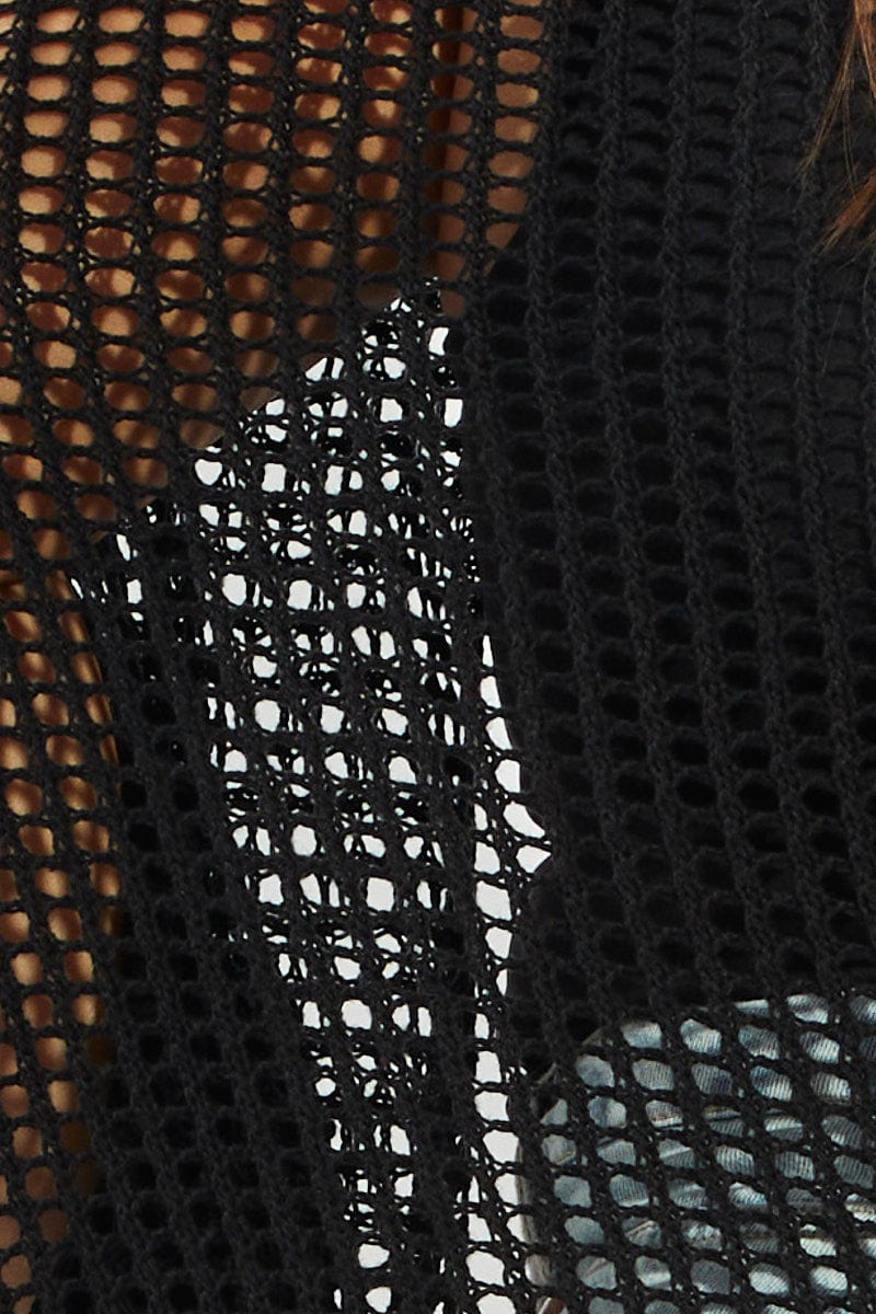 Black Crochet Cardigan Longline for YouandAll Fashion