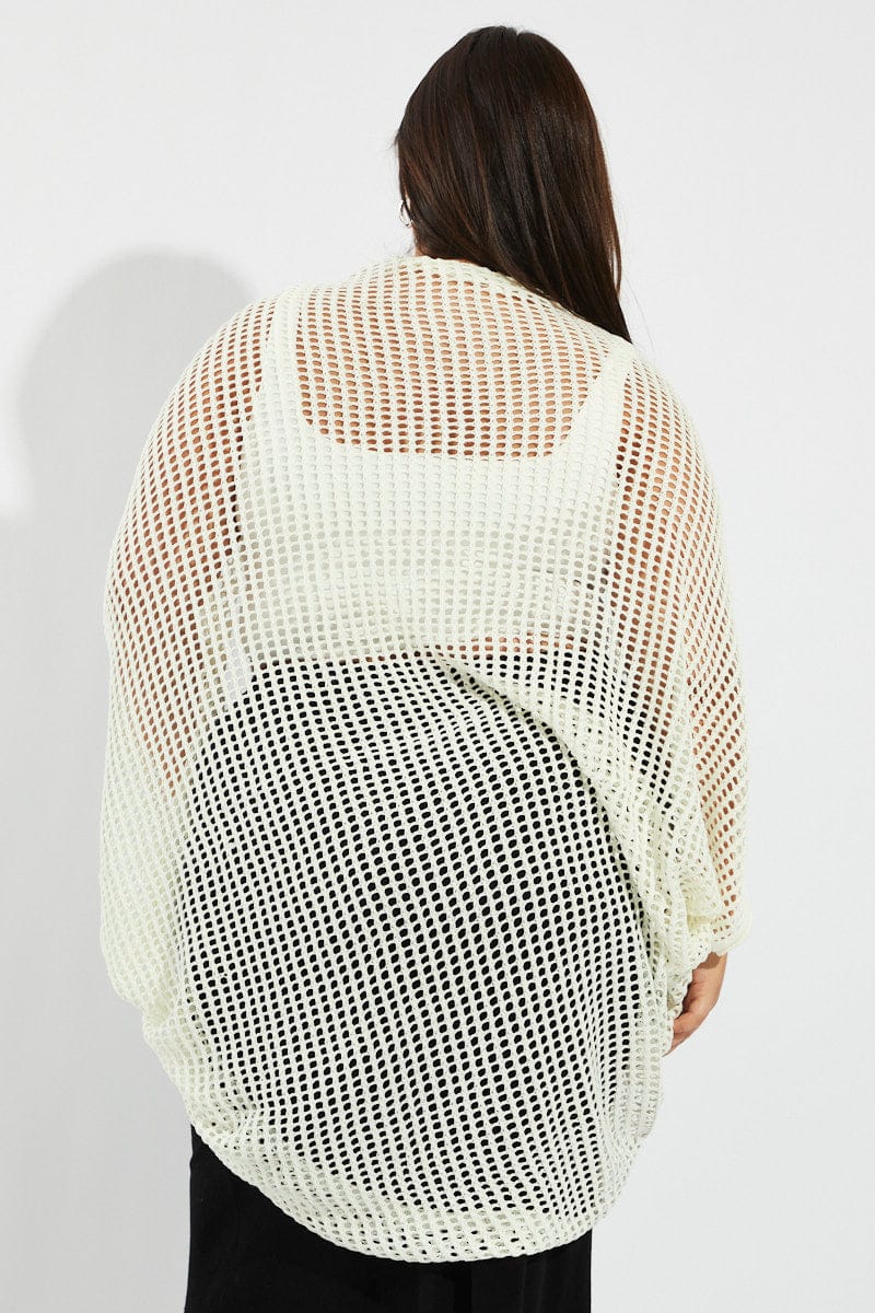 White Crochet Cardigan Longline for YouandAll Fashion