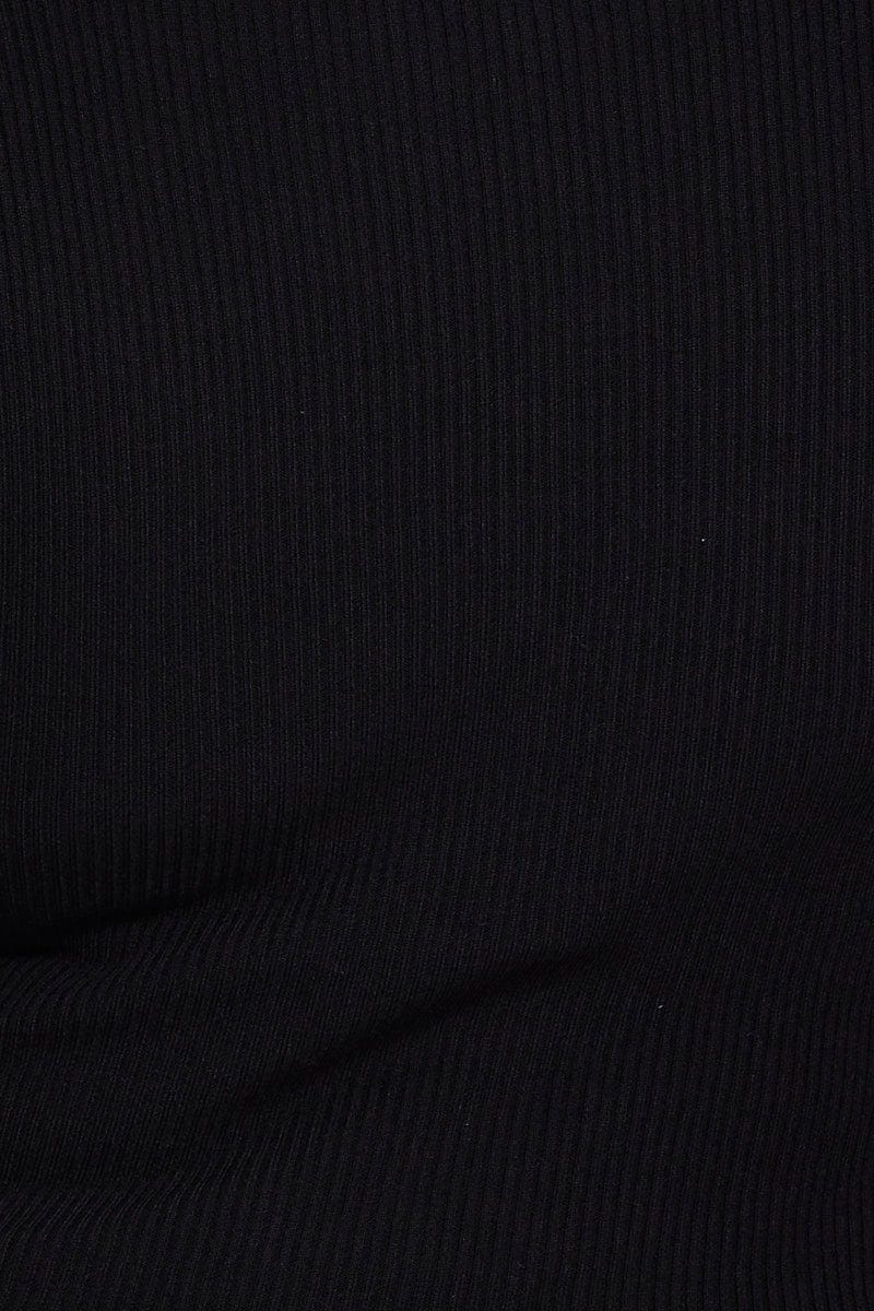 Black Top  Turtle Neck Long Sleeve Rib Knit for Women by You and All