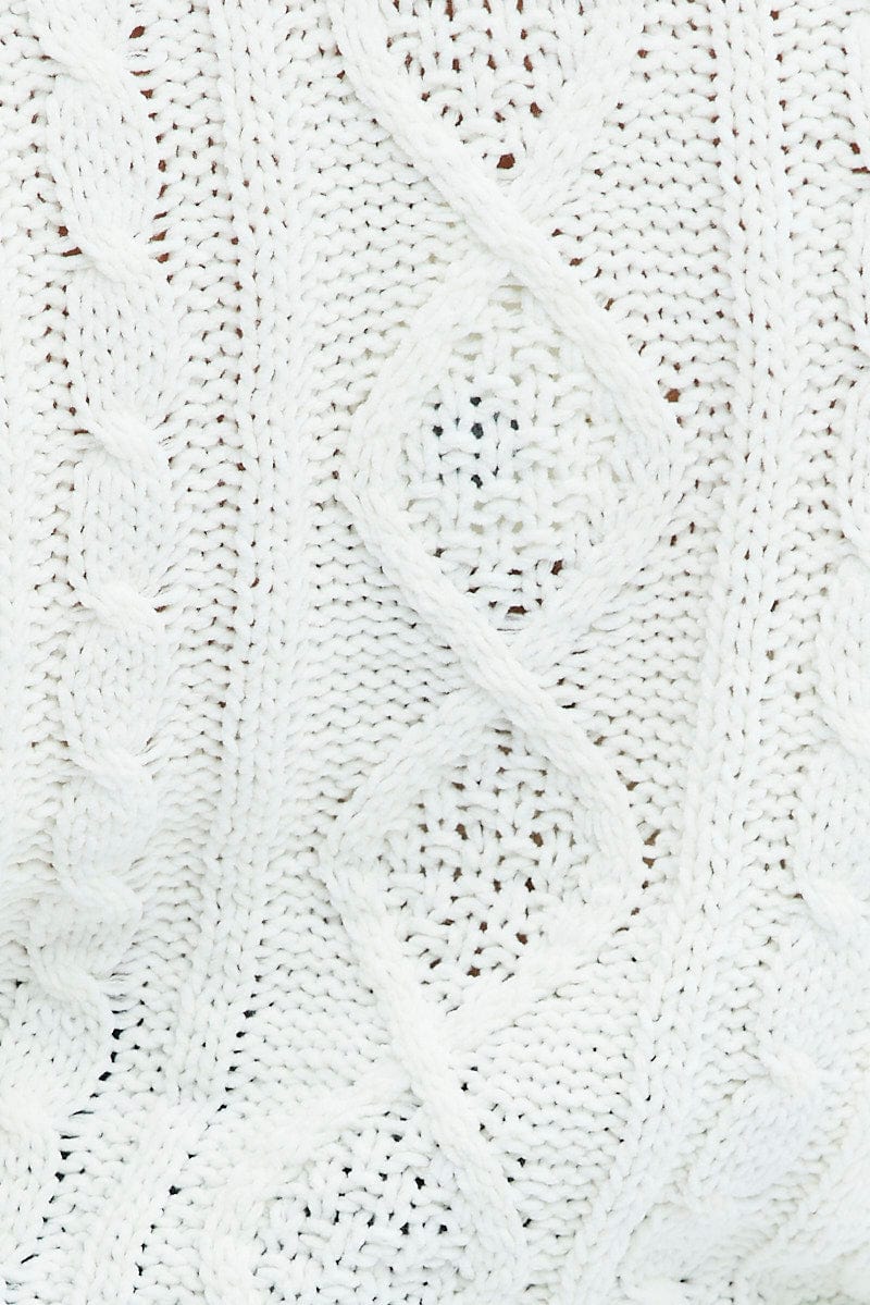 White Knit Cardigan Cabled for YouandAll Fashion