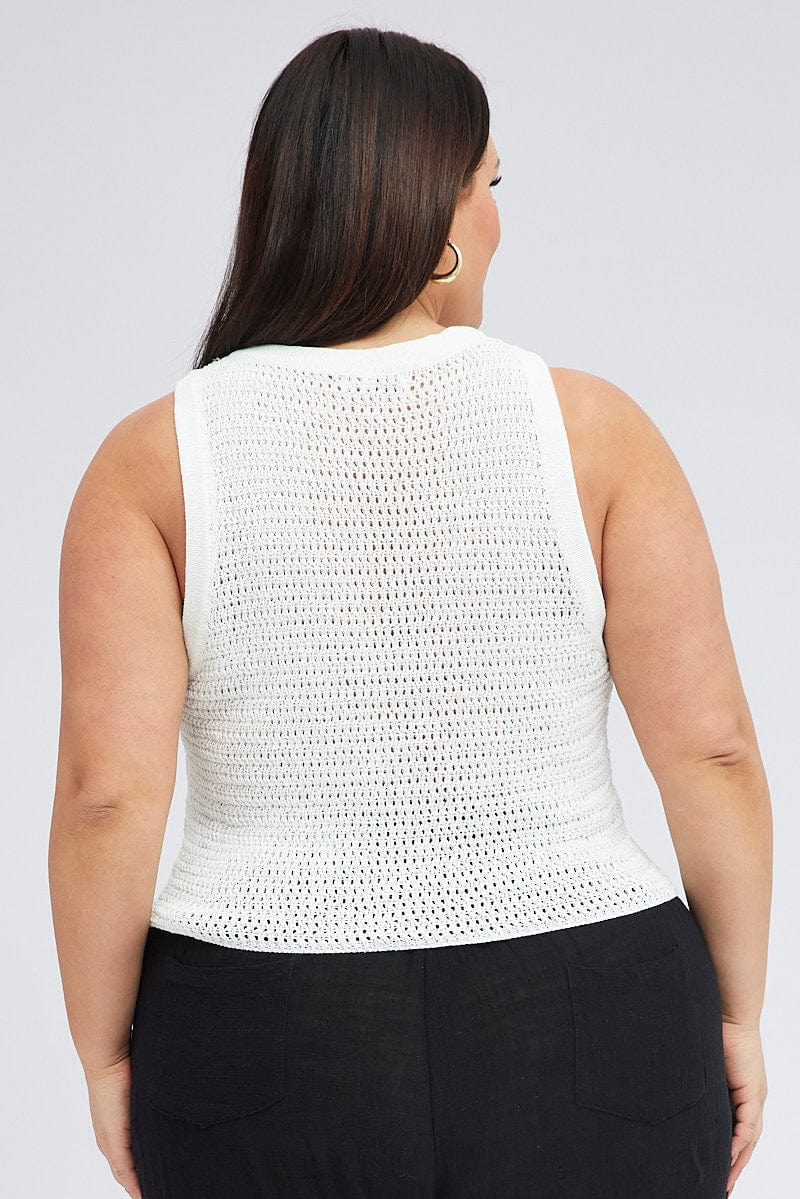 White Crochet Knit Top for YouandAll Fashion