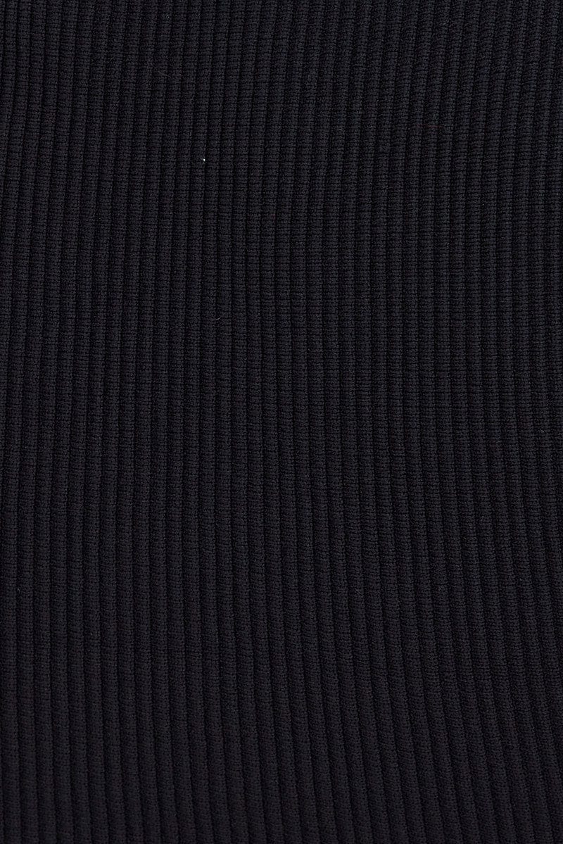 Black Knit Top Ribbed High Neck for YouandAll Fashion