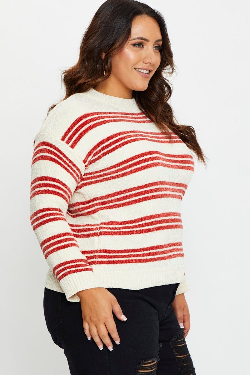 Multi Knit Top Round Neck Long Sleeve For Women By You And All