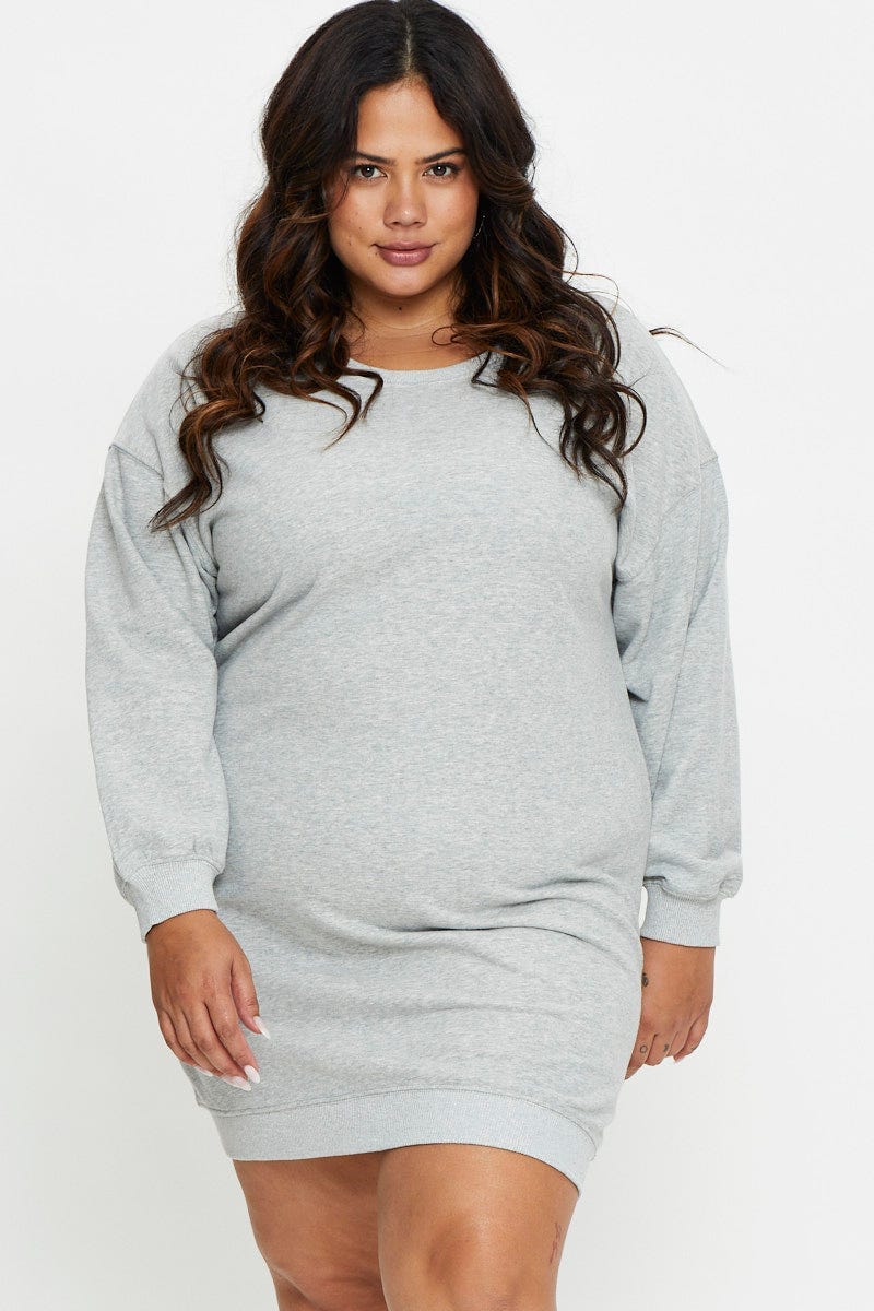 Grey Long Sleeve Jersey Crew Neck For Women By You And All