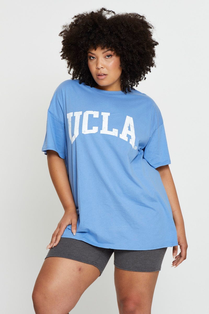 Blue Short Sleeve Jersey Crew Neck For Women By You And All