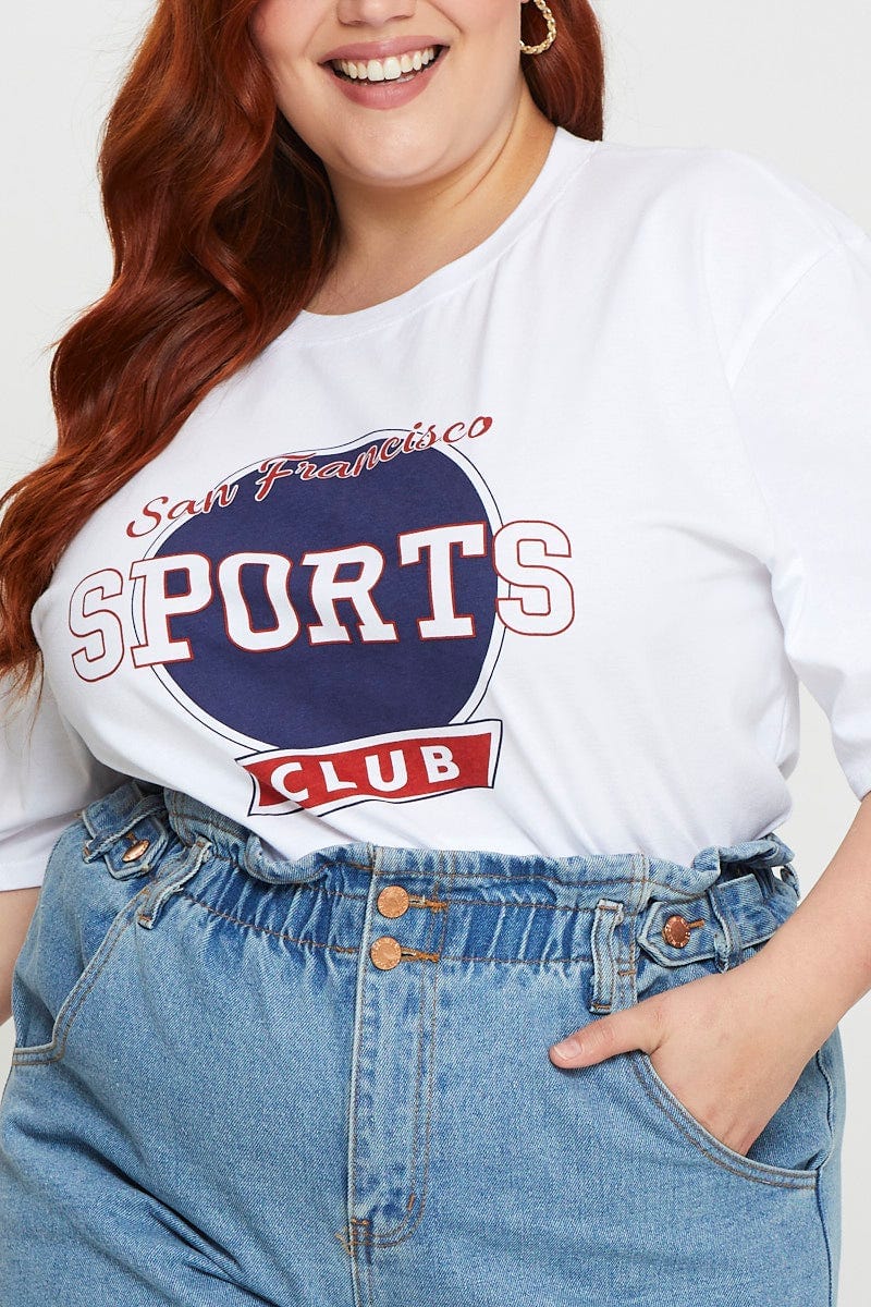 White Short Sleeve Jersey Crew Neck For Women By You And All