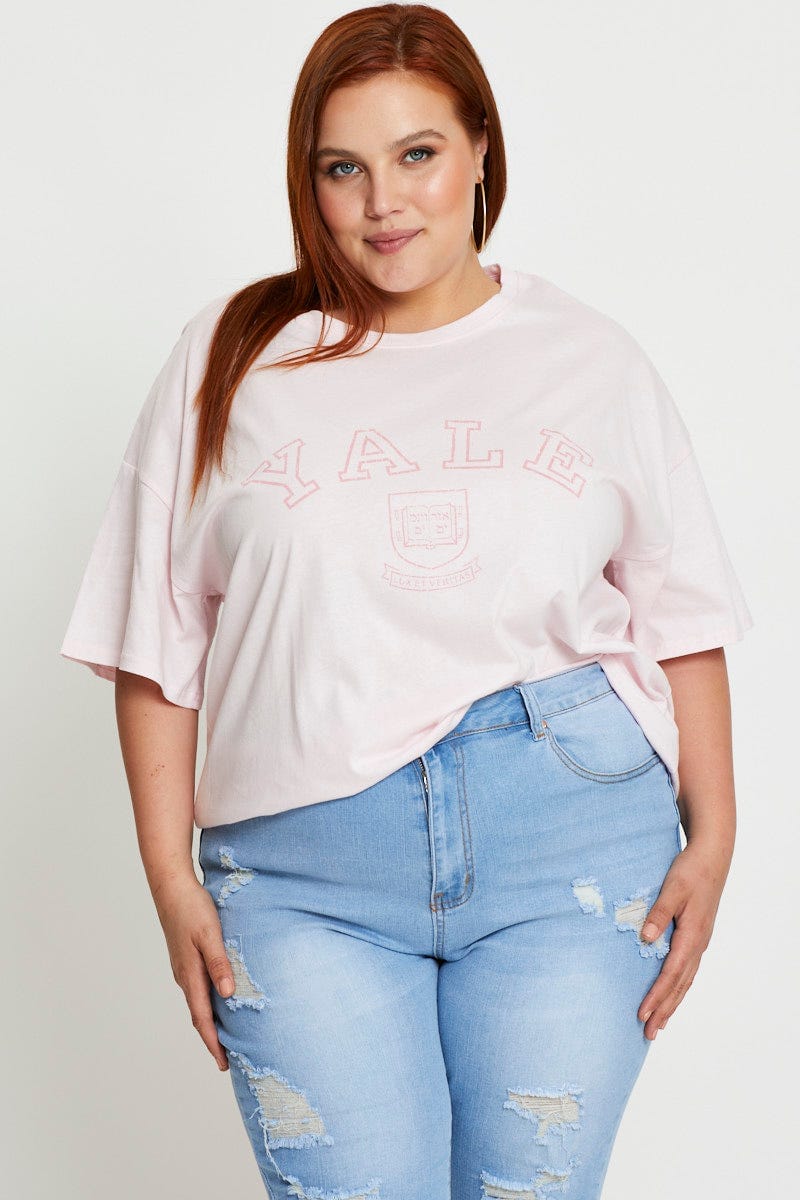 Pink Short Sleeve Jersey Crew Neck For Women By You And All