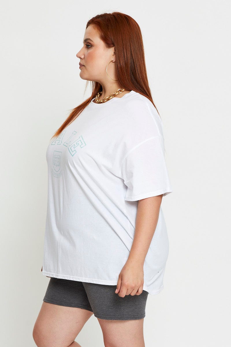 White Short Sleeve Jersey Crew Neck for Women by You and All