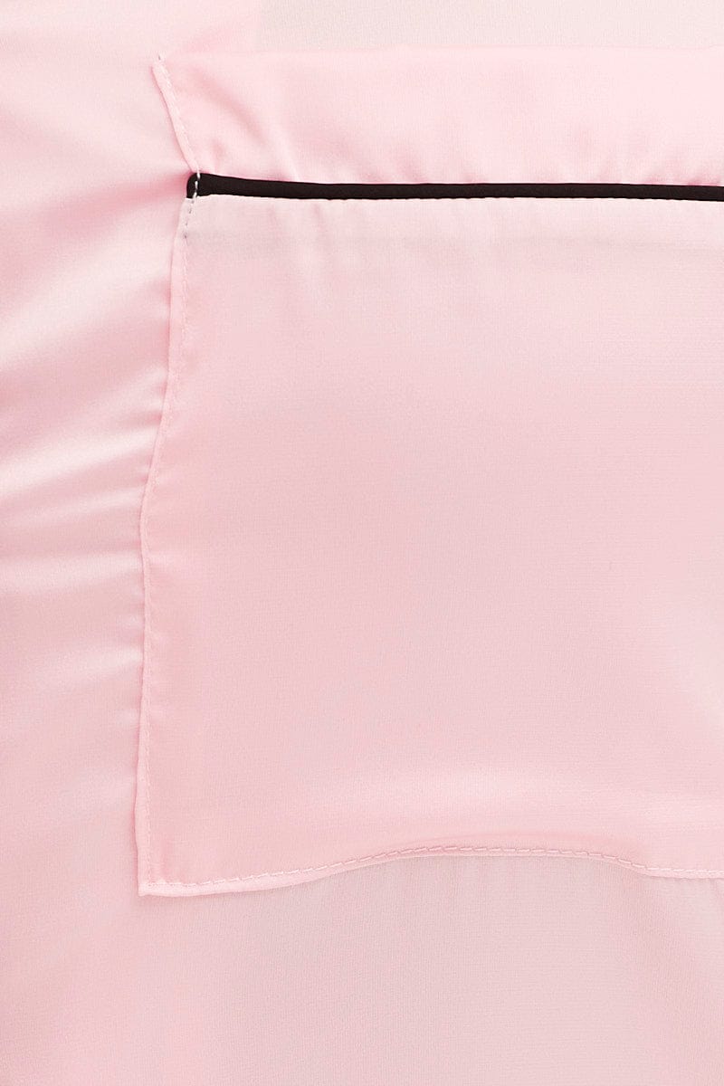 PINK Pyjamas Set Short Sleeve Collared Shorts Satin