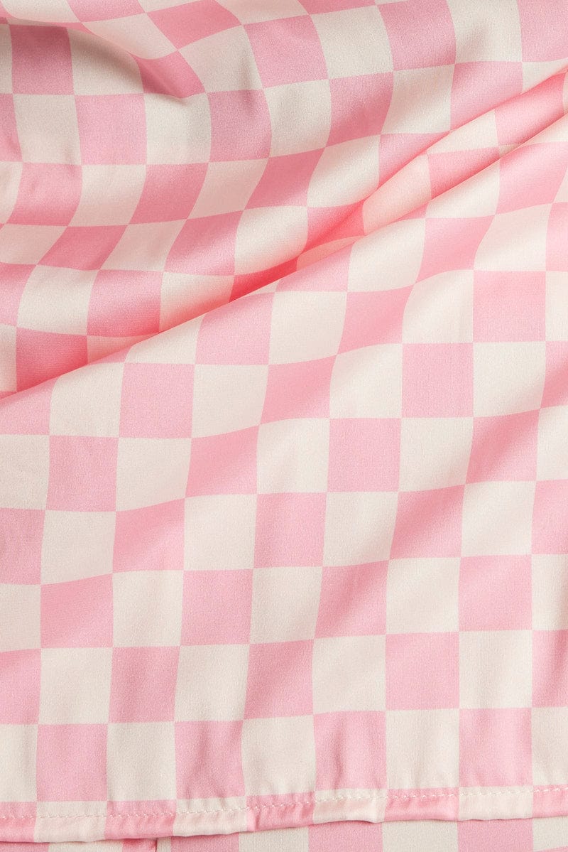 Pj Check Pattern Pink Check Satin Pyjama Check Pj Two Piece Pj Set | You & All
