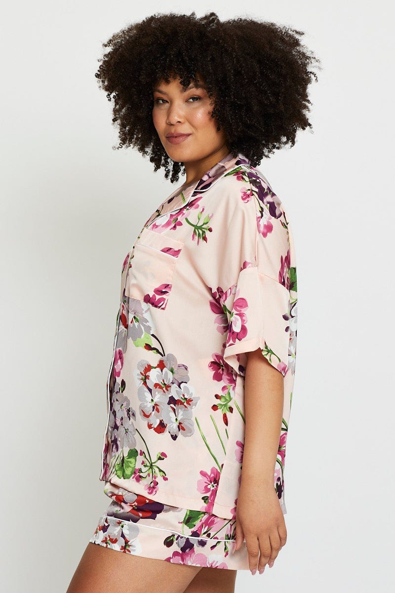 Floral Prt Short Sleeve Satin For Women By You And All