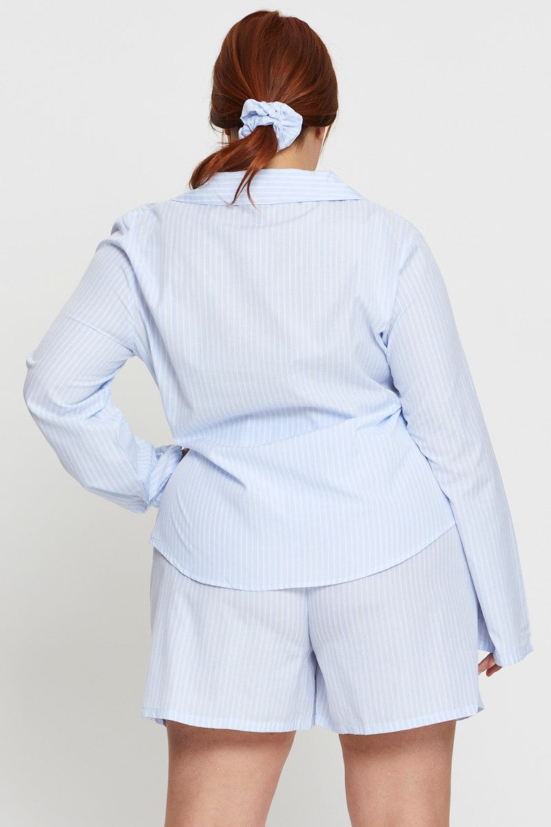 Blue Long Sleeve Collared for Women by You and All