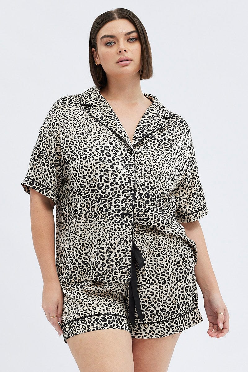 Multi Animal Print Leopard PJ Satin Set Piping Button Pyjama for YouandAll Fashion