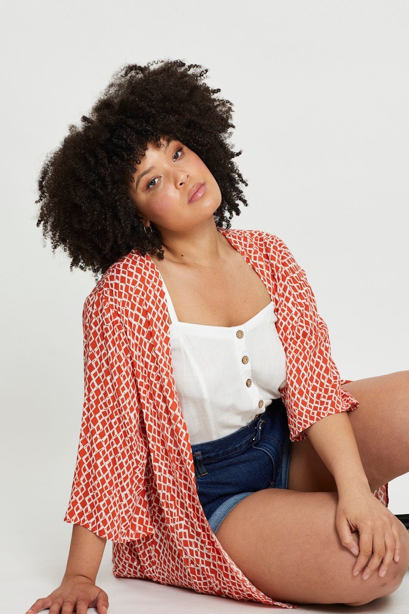Print Plus Hi Lo Kimono For Women By You And All