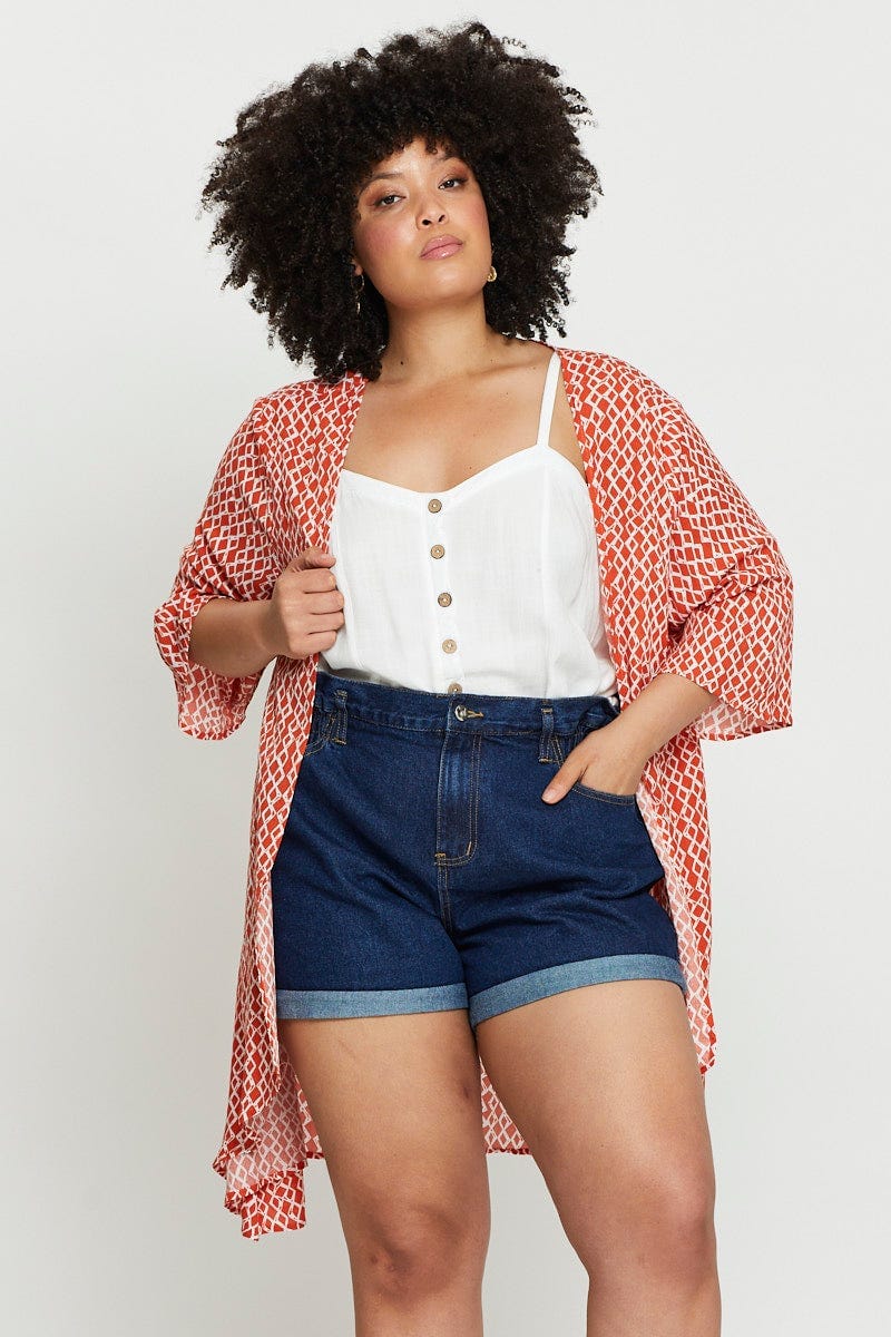 Print Plus Hi Lo Kimono For Women By You And All