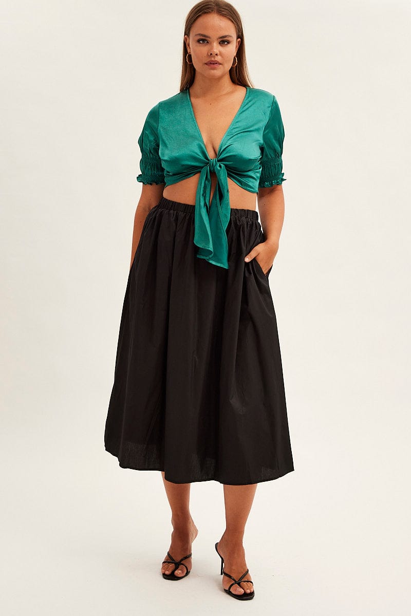 Green Tie Jacket Short Sleeve Bolero Satin for YouandAll Fashion