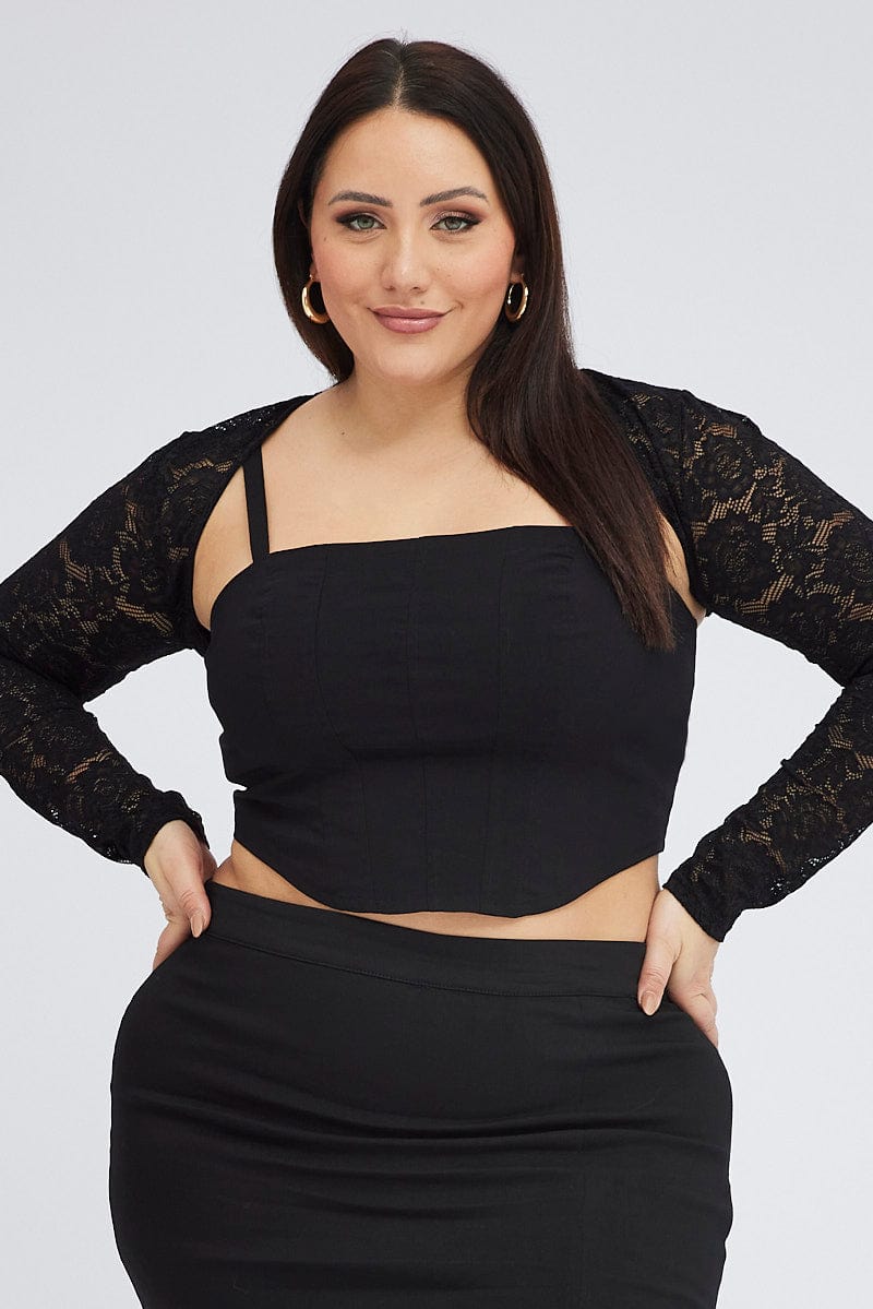 Black Lace Bolero Long Sleeve Crop Shrug for YouandAll Fashion