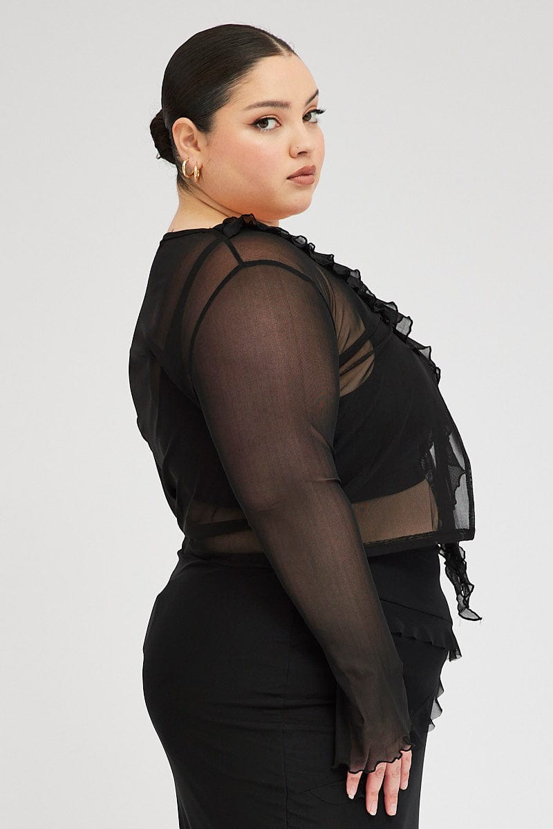 Mesh Fril Black Bolero Frill Mesh Tie Front | You & All