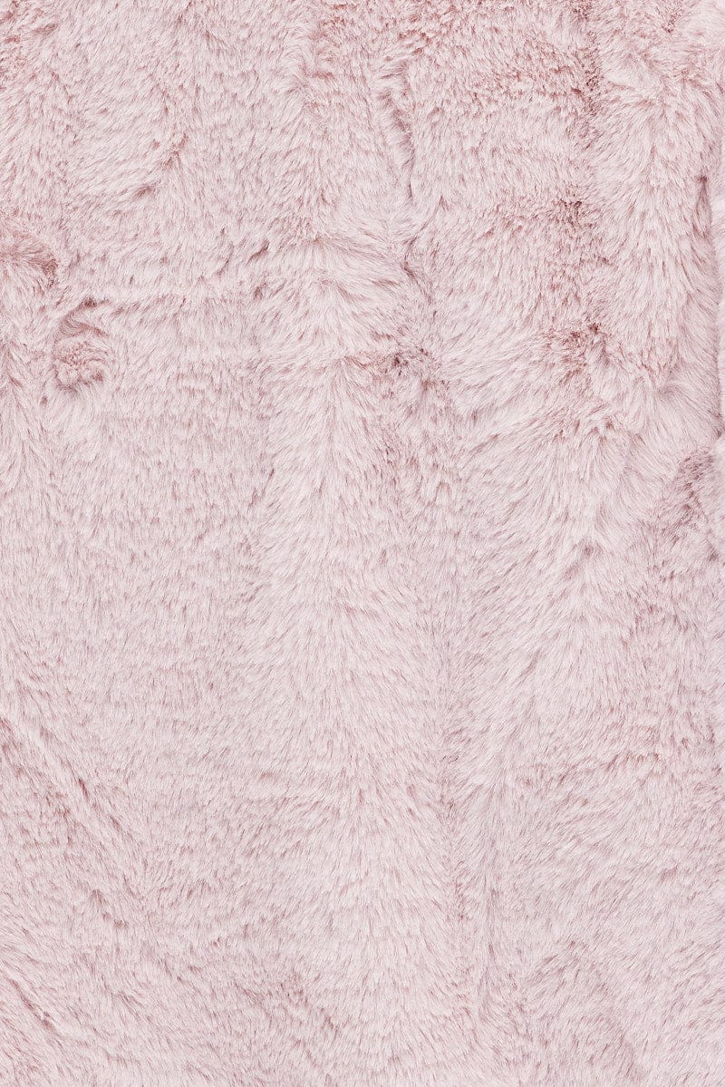 Pink Zip Jacket Lined Plush Faux Fur for YouandAll Fashion