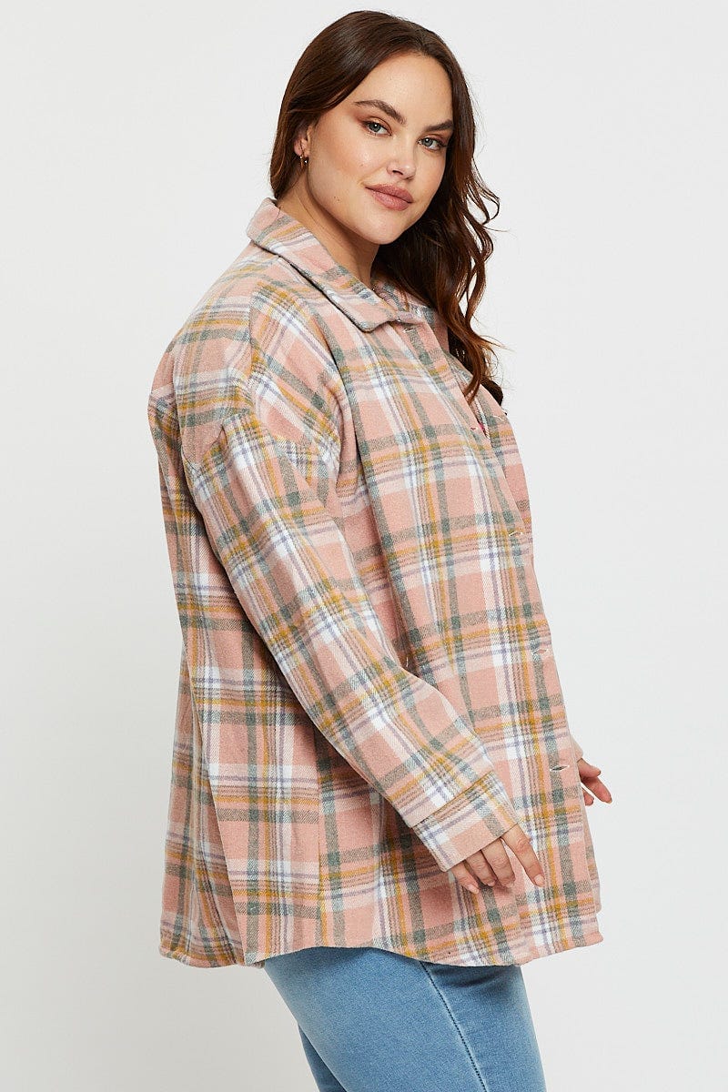 Long Sleeve Shacket Womens Check Oversized Long Check Shirt Jacket