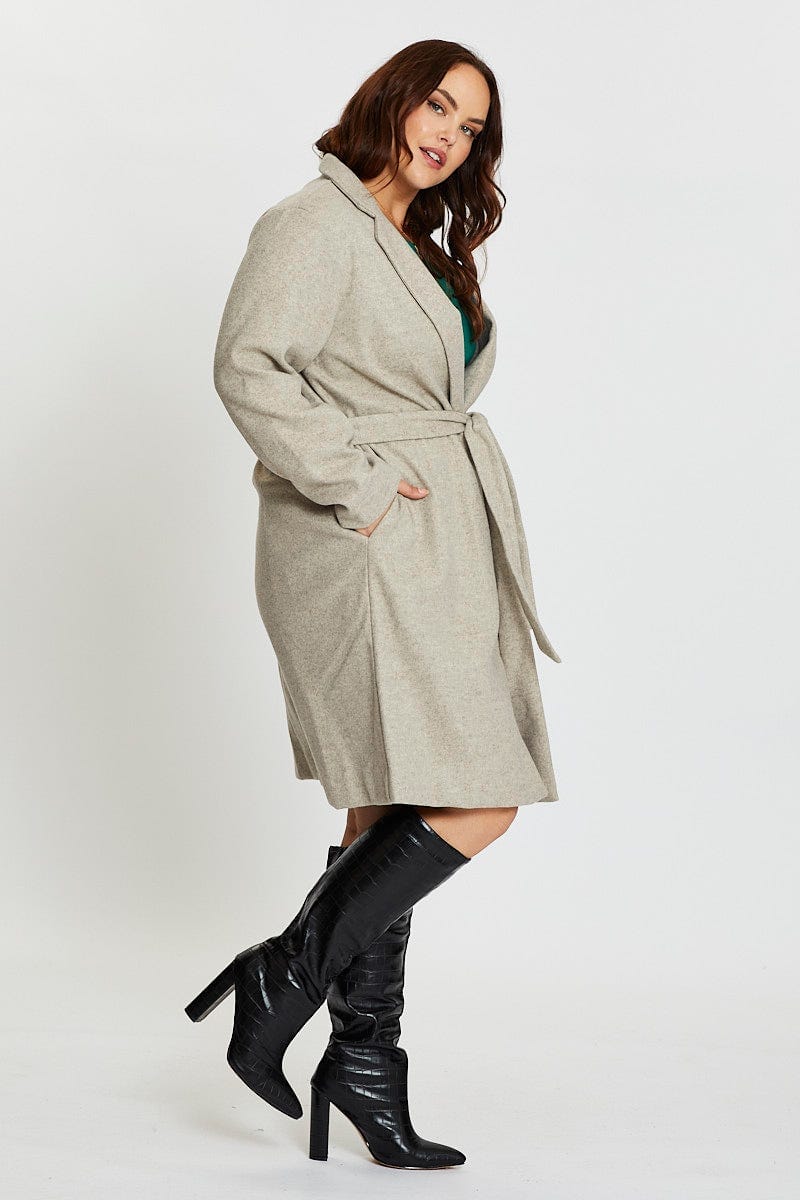Grey Long Sleeve Stretch Classic Coat for Women by You and All