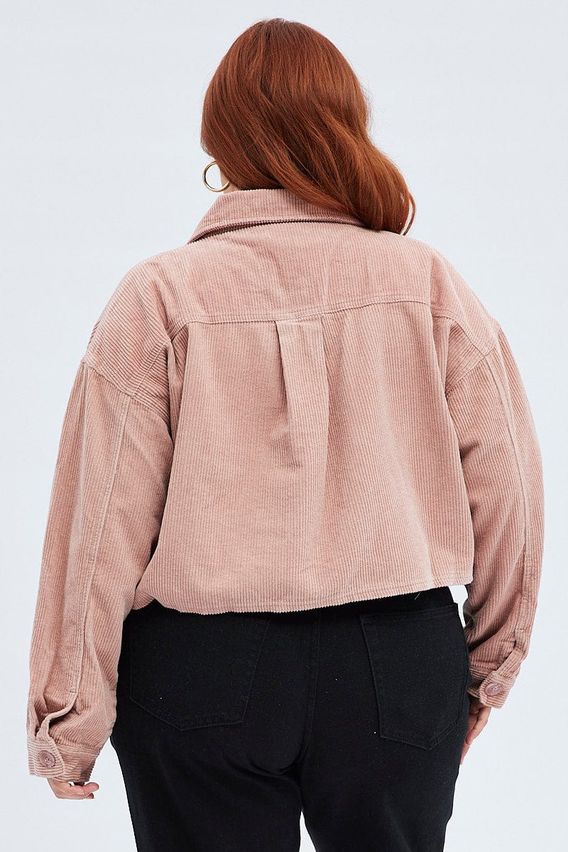 Pink Button Front Jacket Pink Crop Jacket Corduroy Button Front | You & All