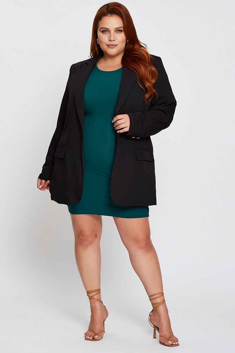 Black Long Sleeve Black One Button Blazer for Women by You and All