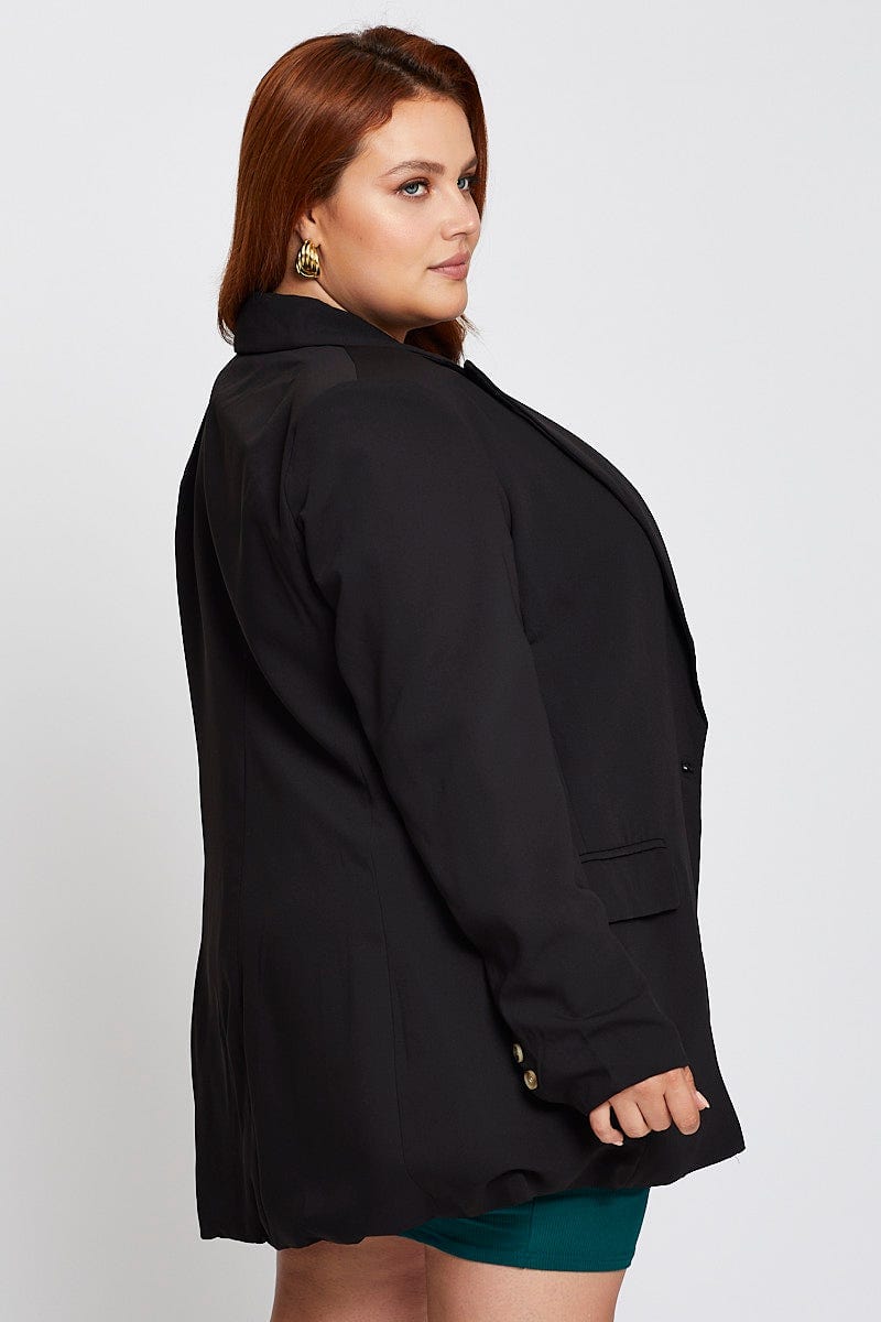 Black Long Sleeve Black One Button Blazer for Women by You and All