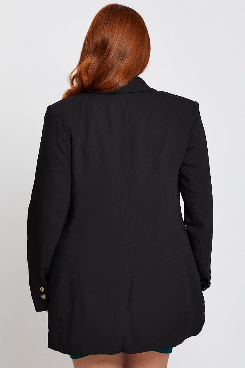 Black Long Sleeve Black One Button Blazer for Women by You and All