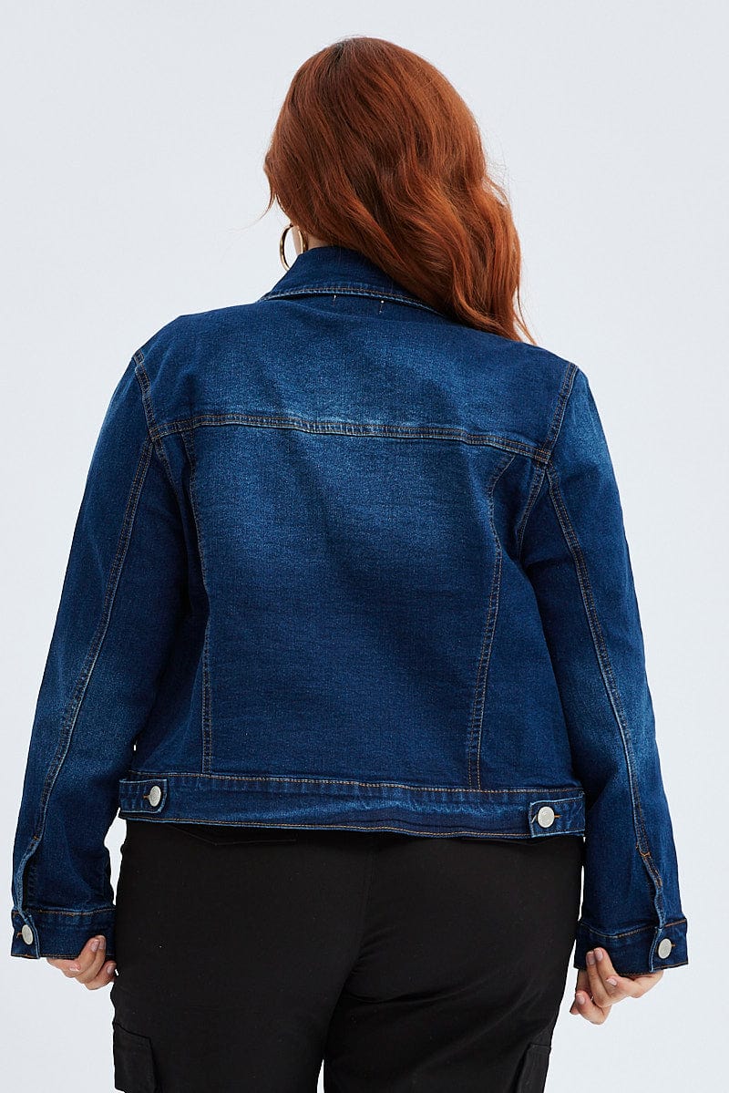 Blue Denim Jacket Cropped Dark Wash for YouandAll Fashion