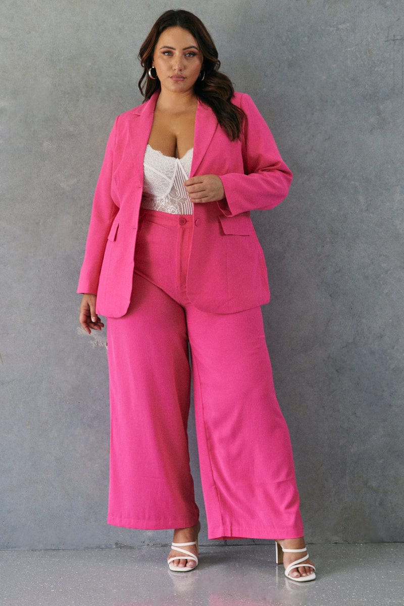 Pink Long Sleeve Blazer Two Button Lined for YouandAll Fashion
