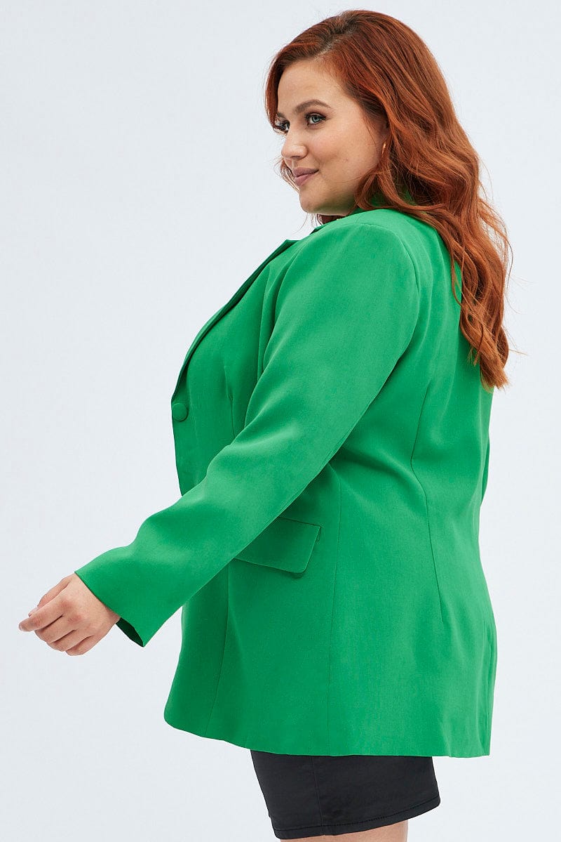 Green Long Sleeve Blazer Two Button Lined for YouandAll Fashion