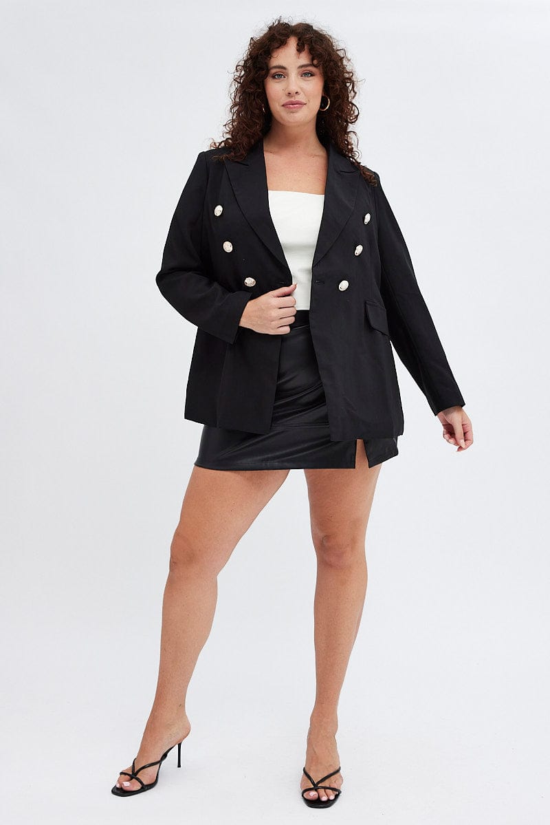 Black Military Blazer Long Sleeve Gold Button Lined for YouandAll Fashion