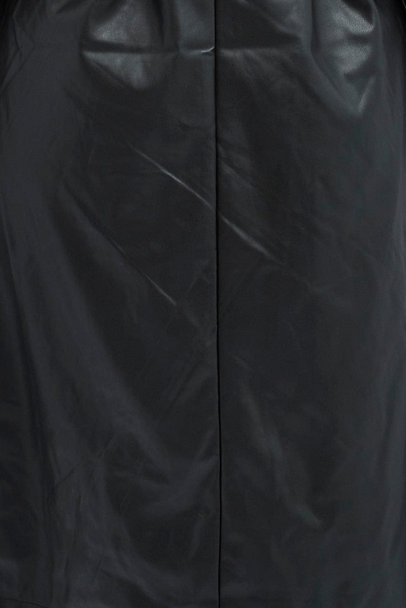 Black Trench Coat Faux Leather Longline for YouandAll Fashion
