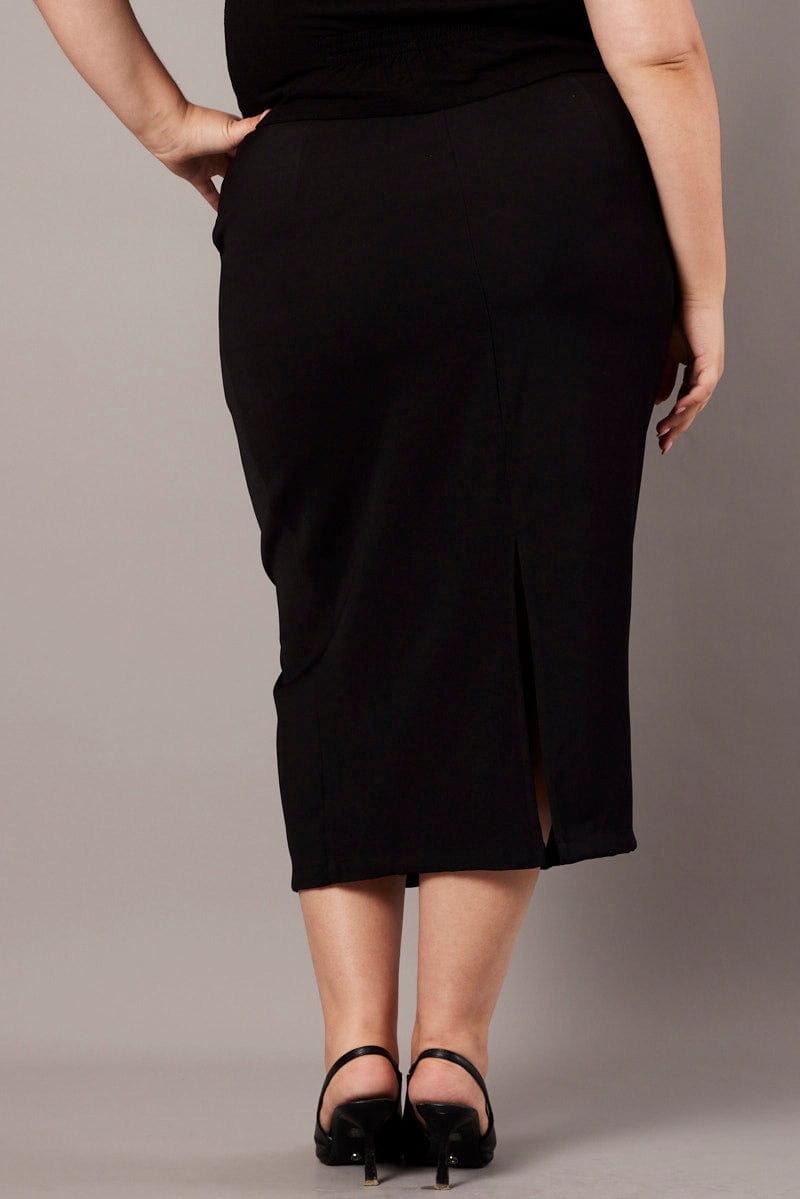 Black Tailored Midi Pencil Skirt for YouandAll Fashion