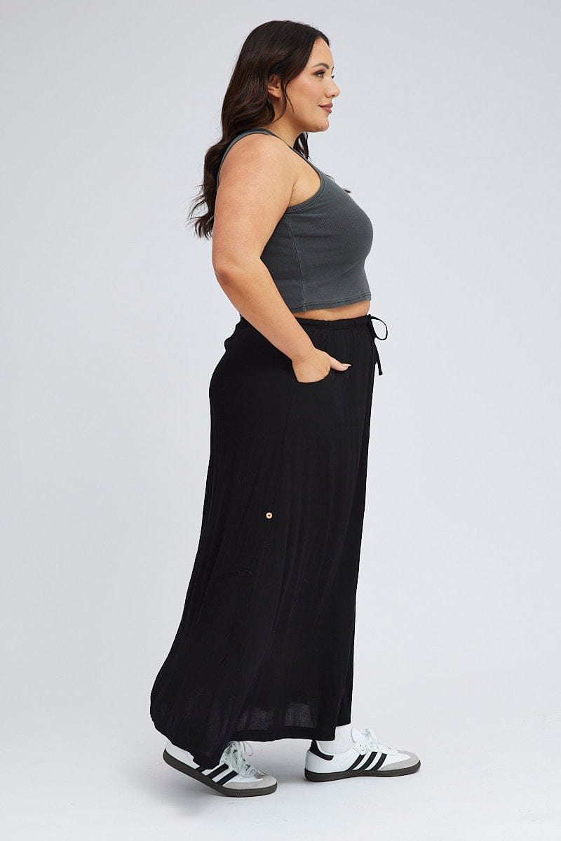 Black Maxi Skirt Long Side Tab Adjustable for YouandAll Fashion