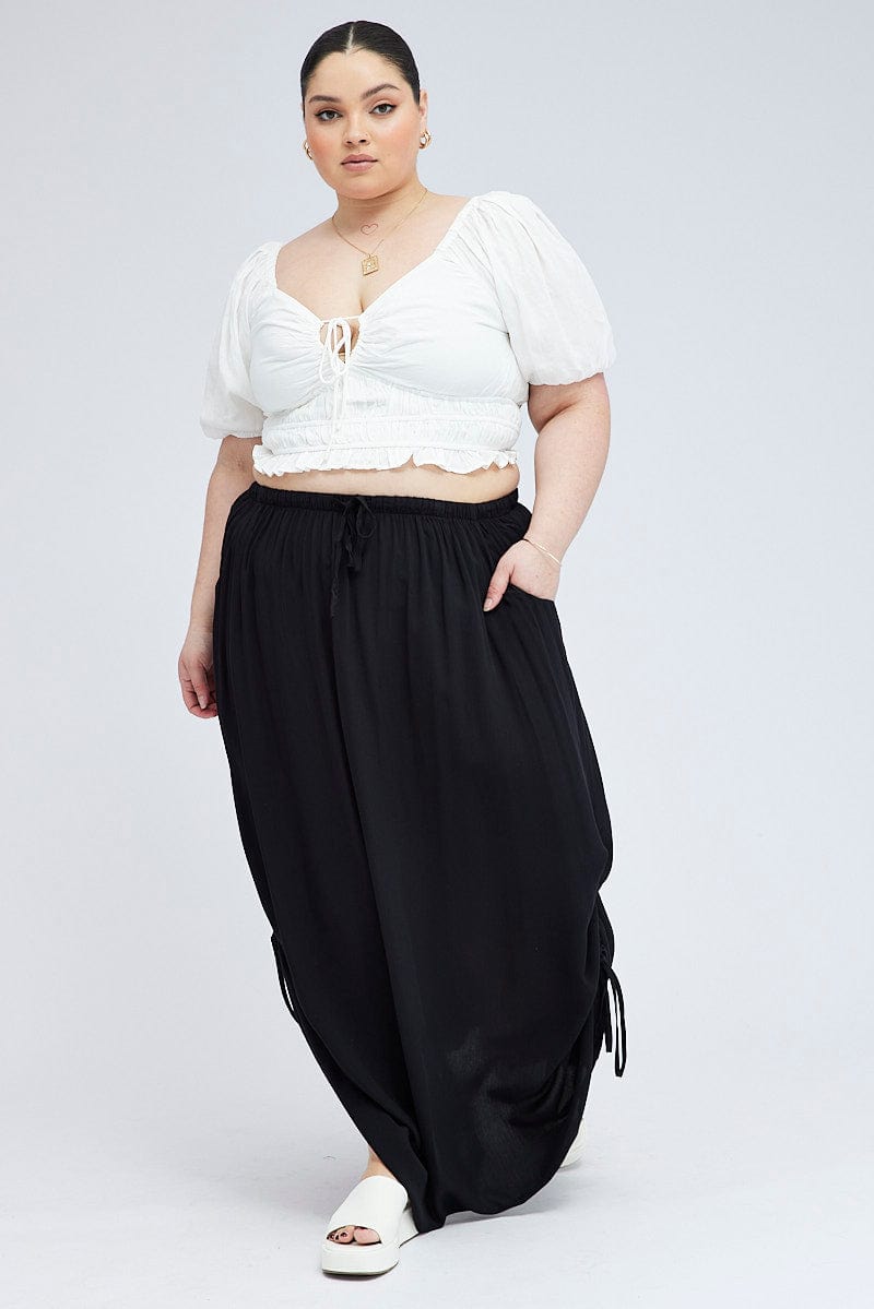 Black Maxi Skirt Drawstring Side for YouandAll Fashion