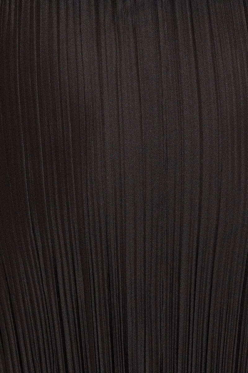 Black Black Plisse Split Midi Skirt For Women By You And All