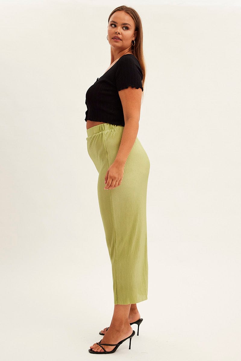 Green Midi Skirt Midi Split for YouandAll Fashion