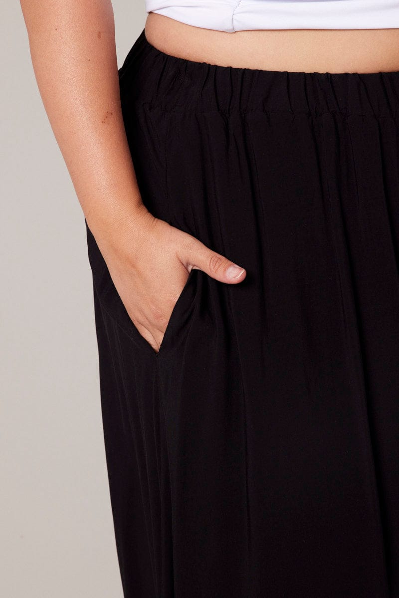 Black Frill Maxi Skirt With Pockets for YouandAll Fashion