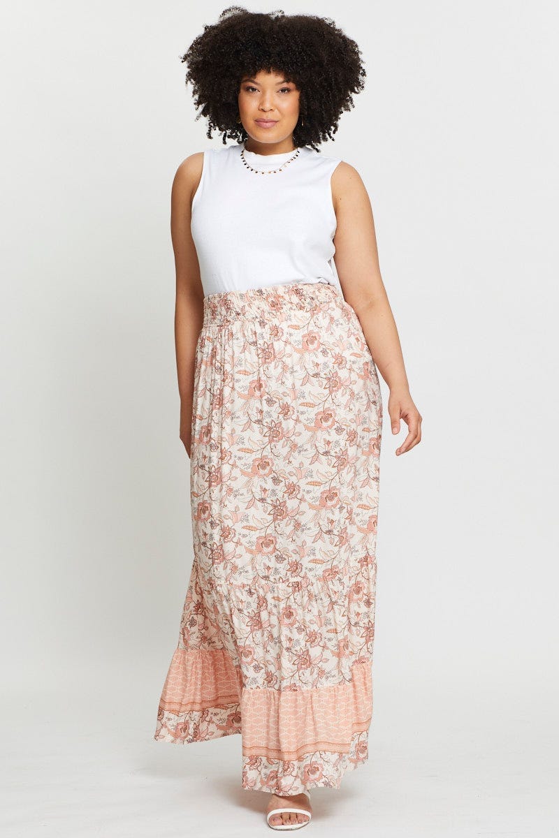 Boho Prt Maxi Skirt Tie For Women By You And All