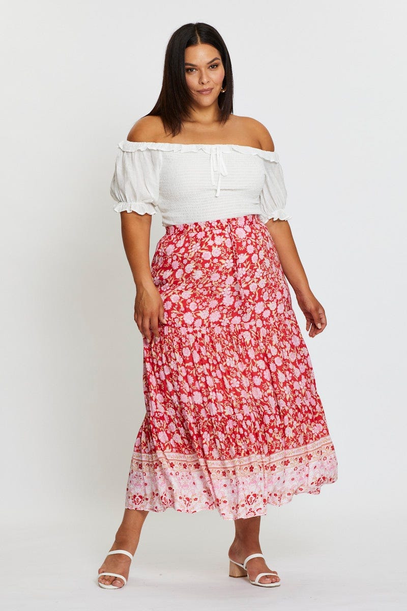 Boho Prt Maxi Skirt Tie For Women By You And All