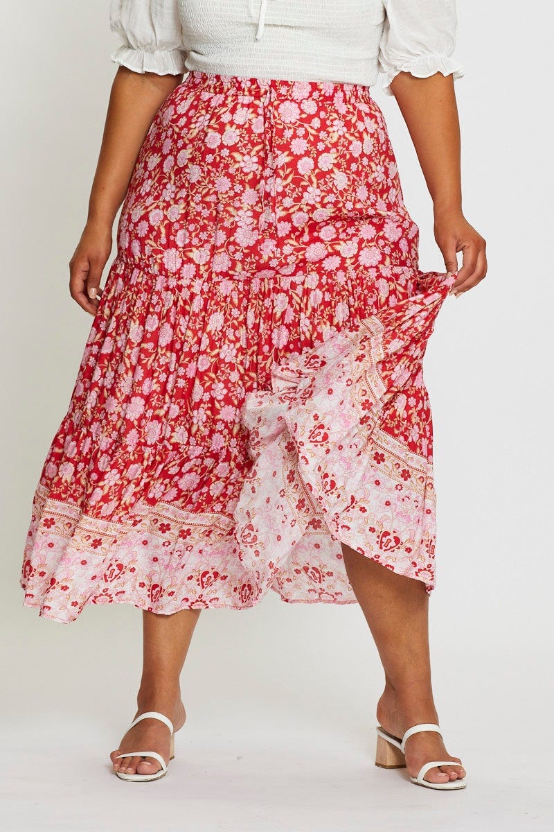 Boho Prt Maxi Skirt Tie For Women By You And All