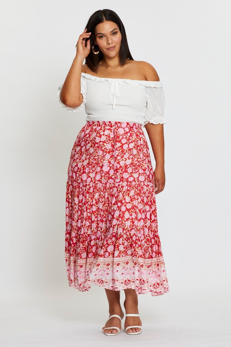 Boho Prt Maxi Skirt Tie For Women By You And All