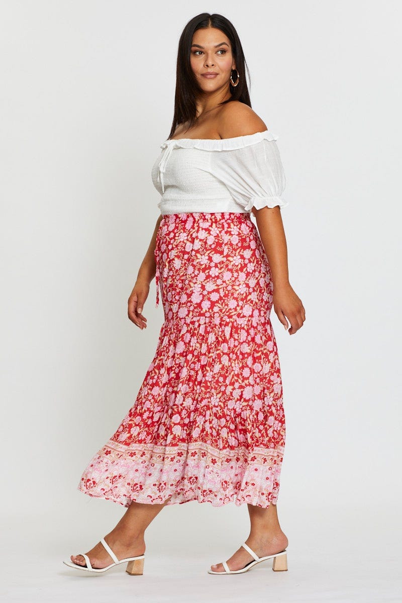Boho Prt Maxi Skirt Tie For Women By You And All