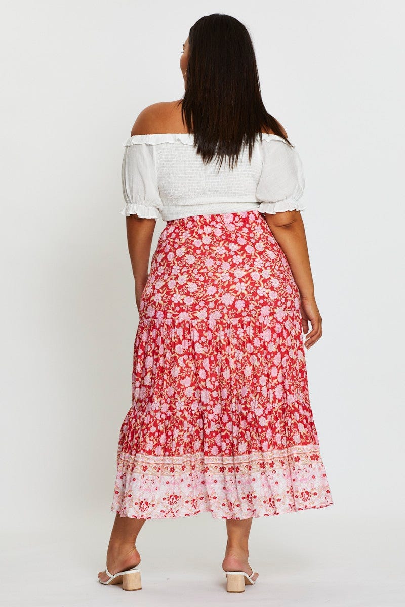 Boho Prt Maxi Skirt Tie For Women By You And All